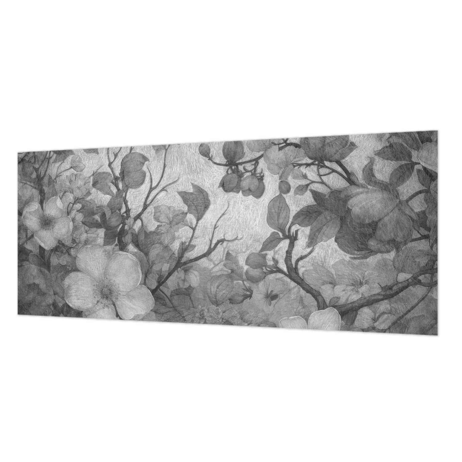 FOTOTAPETE 250x104 cm - Blütenzweig - Schwarz, Textil (250/104cm) - Wallfluent