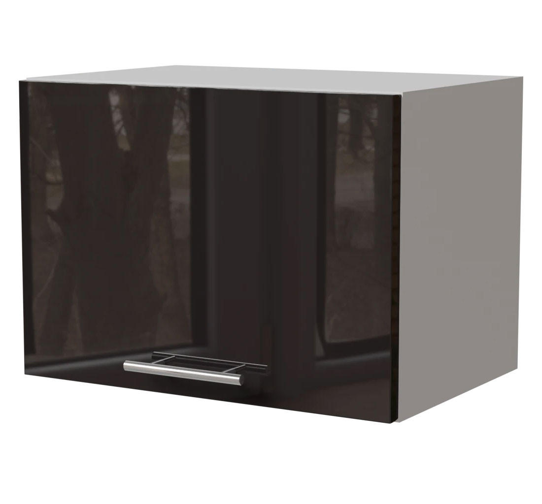 KLAPPHÄNGESCHRANK Essen W4B/50 Schwarz Hochglanz / Weiß Matt 50 / 32,5 / 36cm - Schwarz Hochglanz/Schwarz, Holz/Holzwerkstoff (50/36/32.5cm) - Feldmann-Wohnen