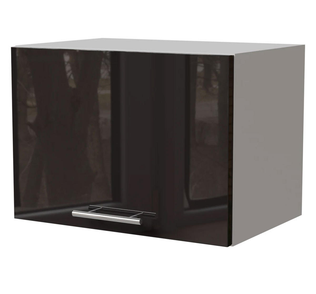 KLAPPHÄNGESCHRANK Essen W4B/50 Schwarz Hochglanz / Weiß Matt 50 / 32,5 / 36cm - Schwarz Hochglanz/Schwarz, Holz/Holzwerkstoff (50/36/32.5cm) - Feldmann-Wohnen