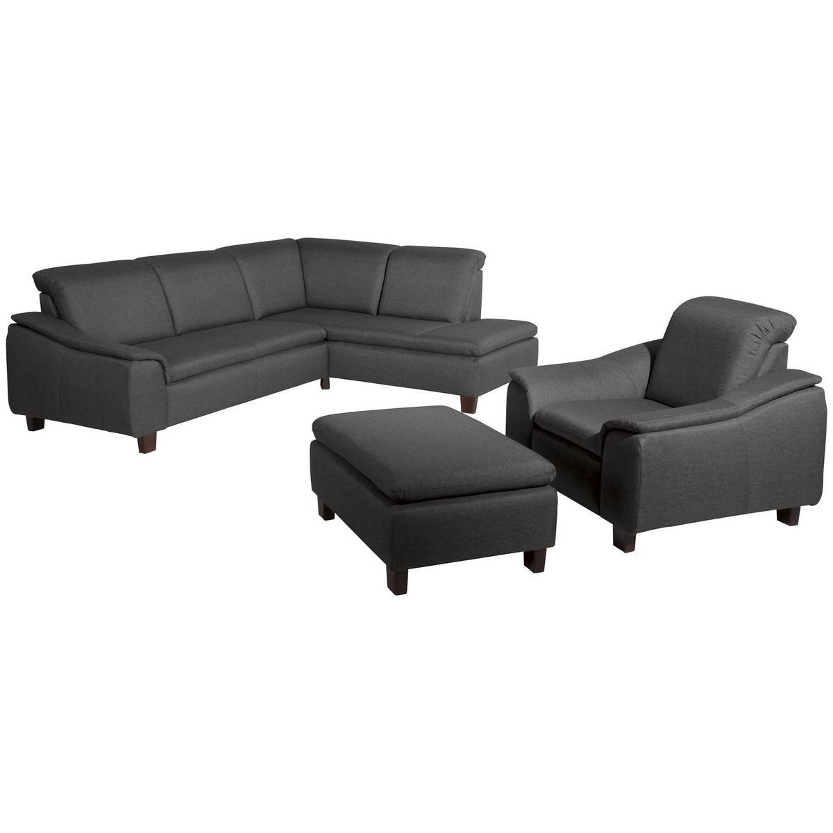 ECKSOFA mit Ottomane rechts Kaylil Flachgewebe anthrazit - Anthrazit, Kunststoff (187/247cm) - 58aufmkessel