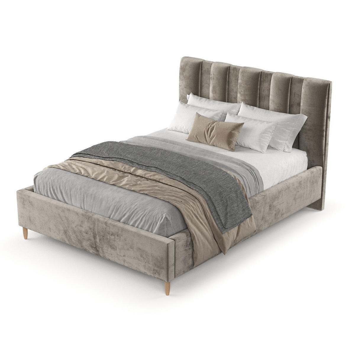 POLSTERBETT Loom 180/200 cm Beige im Lotta Stoff - Beige/Naturfarben, Holz/Holzwerkstoff (180/200cm) - AltaBeds