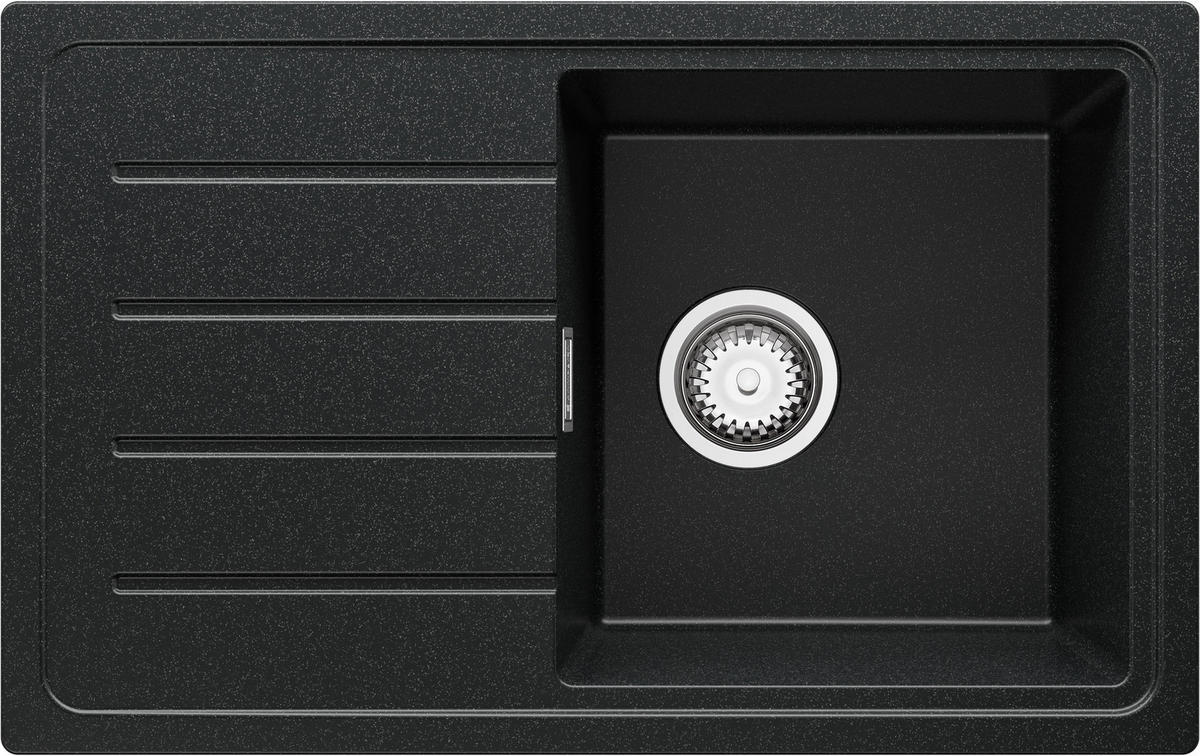 SPÜLBECKEN Kopenhagen Easy, 2-er set Anthrazit 70/44 cm 1 Becken + Ablauf-Set ab 45er Unterschrank - Chromfarben/Anthrazit, Kunststoff (70/20/44cm) - Primagran