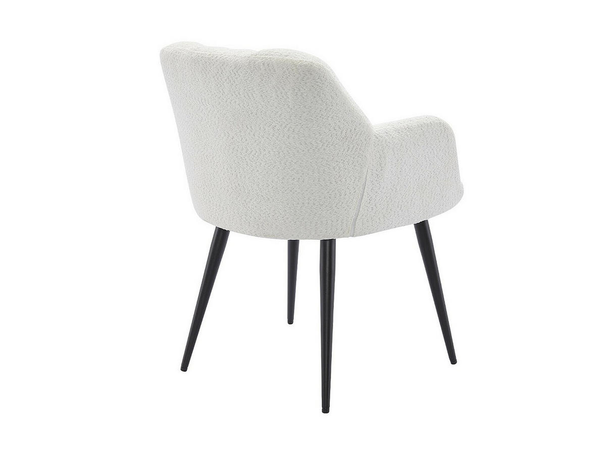 STUHL mit Armlehnen 6er-Set - Bouclé-Stoff & Metall - Weiß - PEGA - Schwarz/Weiß, Textil (58.5/78/62cm) - Pascal Morabito