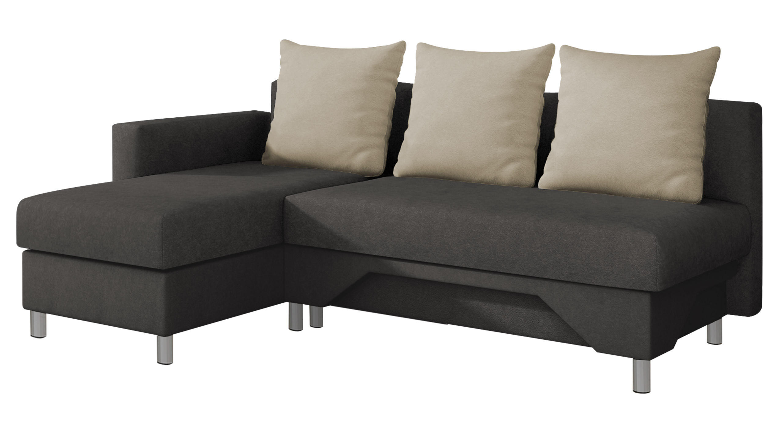 ECKSOFA Tom, Seite: Links - Dunkelbraun/Beige, Holz/Kunststoff (215/133cm) - MIRJAN24