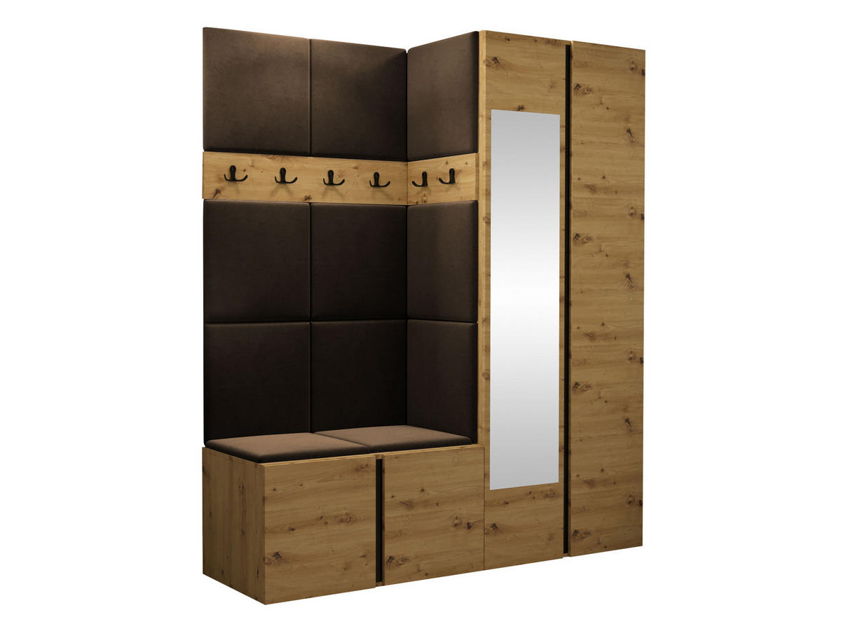 GARDEROBEN-SET Orion XII - Eiche Artisan/Braun, Holzwerkstoff/Kunststoff (158/186/46cm) - MIRJAN24