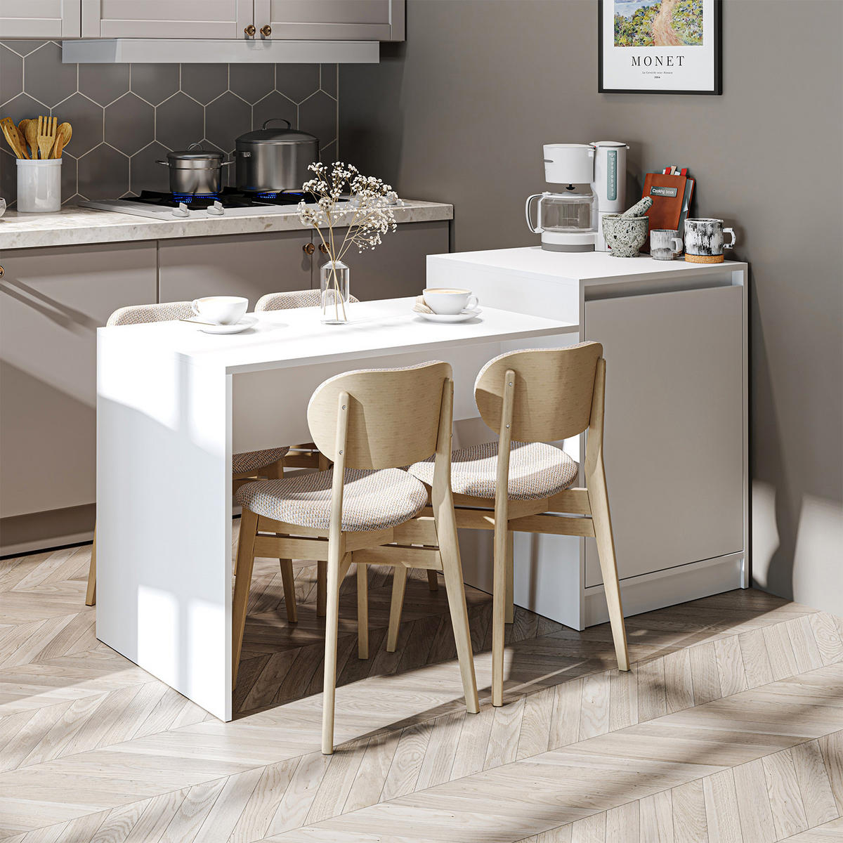 KÜCHENINSEL MILANO - Weiß, Holzwerkstoff (160/85/60cm) - Roomart