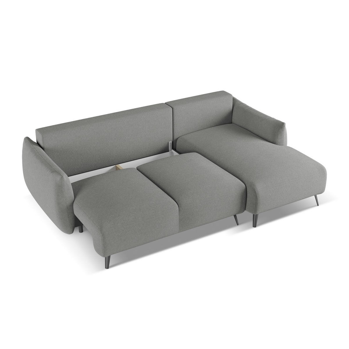 ECKSOFA mit Schlaffunktion Chenille Stoff Grau - Schieferfarben/Schwarz, Textil/Metall (242/162cm) - LaMiaSofa