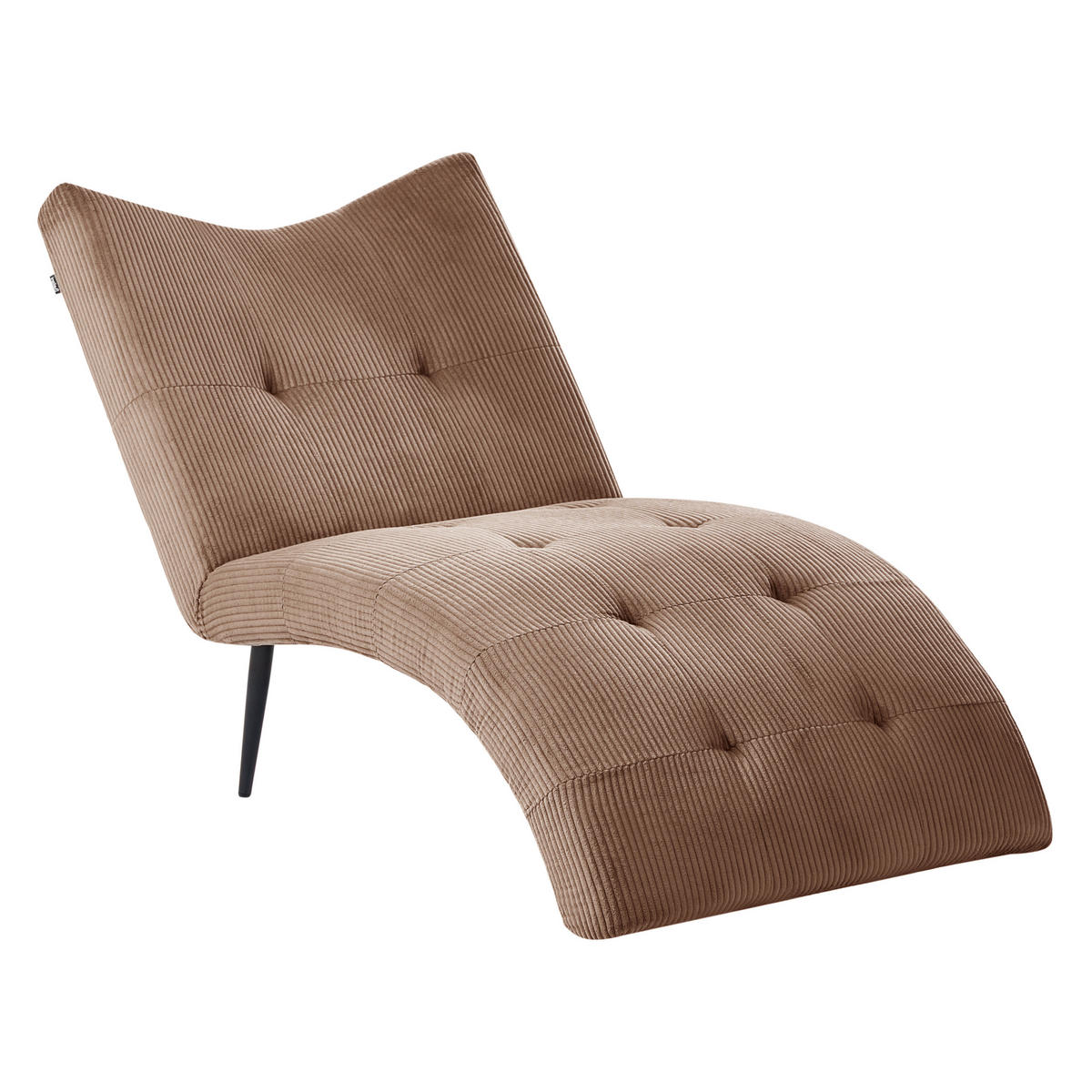 ČALOUNĚNÉ LEHÁTKO CHAISE LONGUE Manšestr Pískově béžové Quilly - černá/písková barva, textil (83/97/153cm) - Beliani