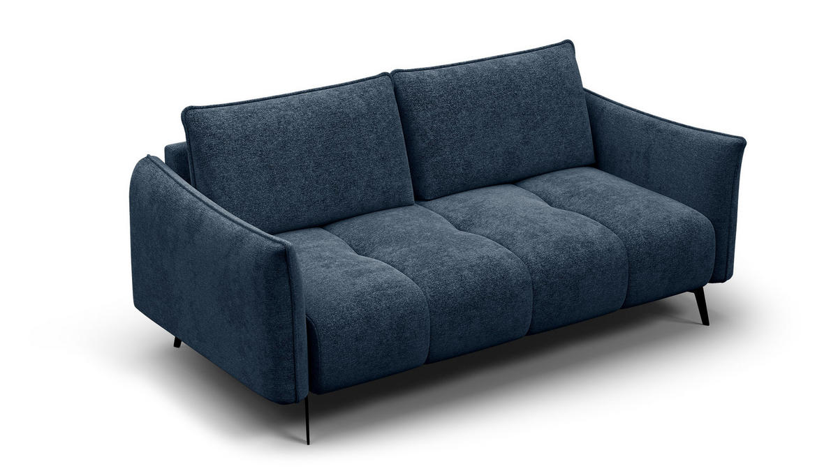 SOFA AERA 2,5-Sitzer, dunkelblau - Schwarz/Dunkelblau, Holz/Textil (187/89/96cm) - Courtois Laville