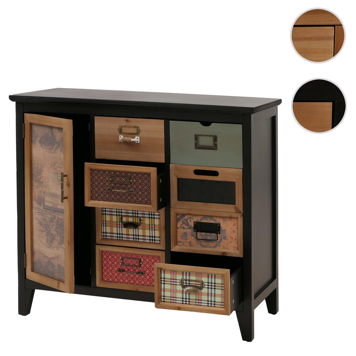 APOTHEKERKOMMODE Schwarz - Schwarz, Holz (91/80/40cm) - MCW