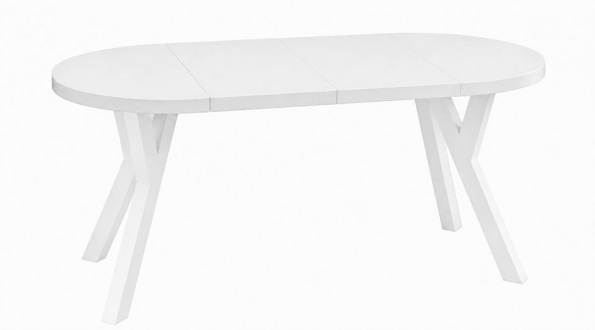 ESSTISCH ausziehbar rund ATO, 90-190 cm, Weiß, weiße Holzbeine - Weiß, Holzwerkstoff/Buchenholz (90/90/77cm) - VENASI MÖBEL