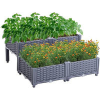 HOCHBEET Kunststoff-Rattan Graublau 80 x 80 cm - Grau, Kunststoff (80/38/80cm)