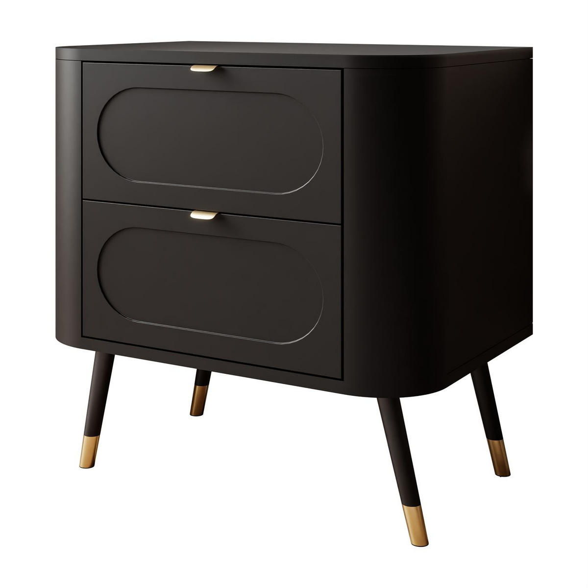 NACHTTISCH SHADOW 2S auf hohen Beinen - Schwarz, Holzwerkstoff (60/61/40cm) - Lookway