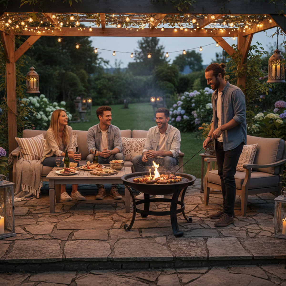 FEUERSCHALE - Schwarz, Metall (55/50/55cm) - Relaxdays