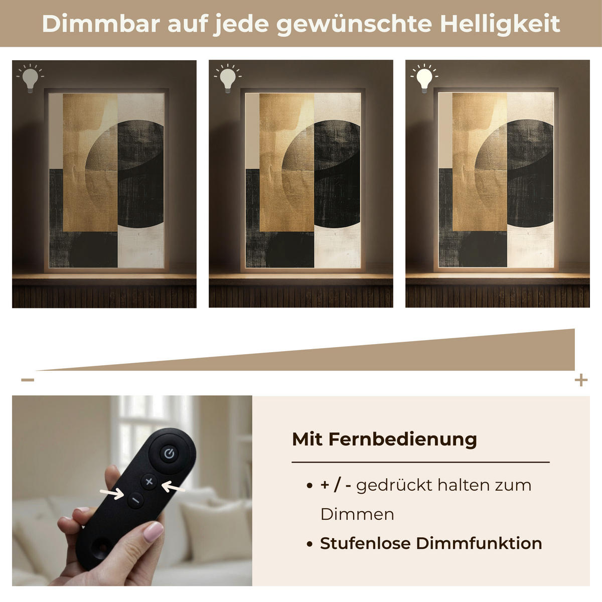 NÁSTĚNNÁ LAMPA S AKUMULÁTOREM Abstraktní - Moderní - Černá - Zlatá 40x60 cm - písková barva, kompozitní dřevo (40/60/8cm) - OnlyWow