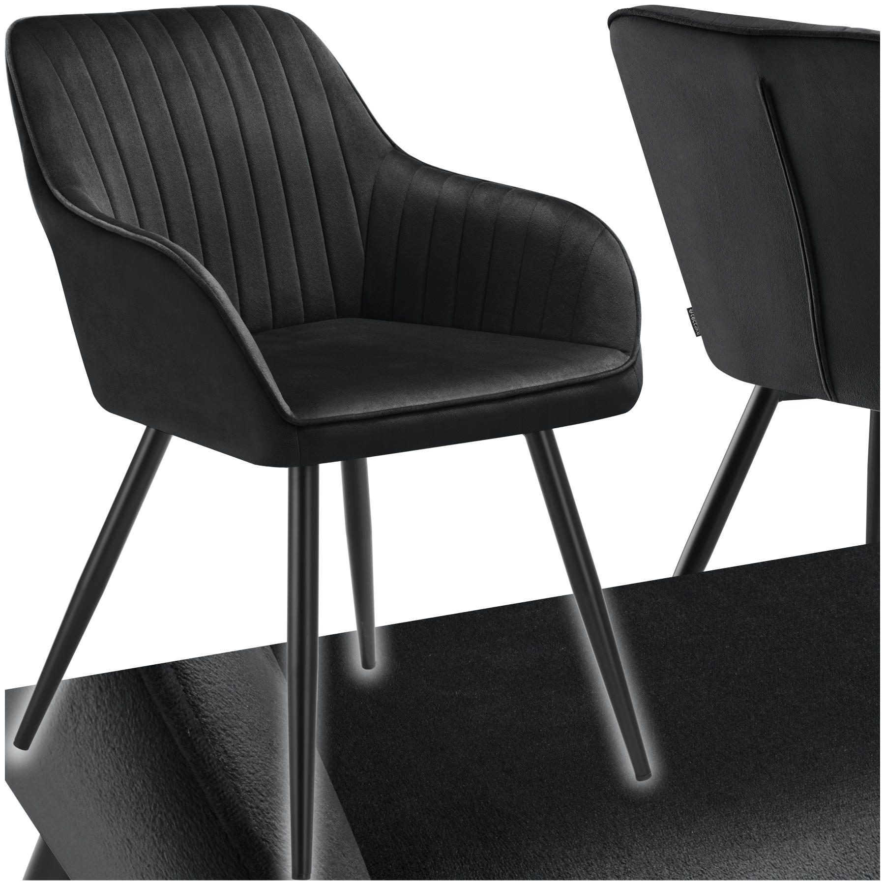 ESSZIMMERSTUHL 1er Set Marilyn 58 x 62 x 82 cm schwarz/schwarz - Schwarz, Metall (58/82/62cm) - tectake