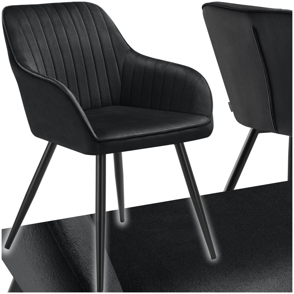 ESSZIMMERSTUHL 1er Set Marilyn 58 x 62 x 82 cm schwarz/schwarz - Schwarz, Metall (58/82/62cm) - tectake