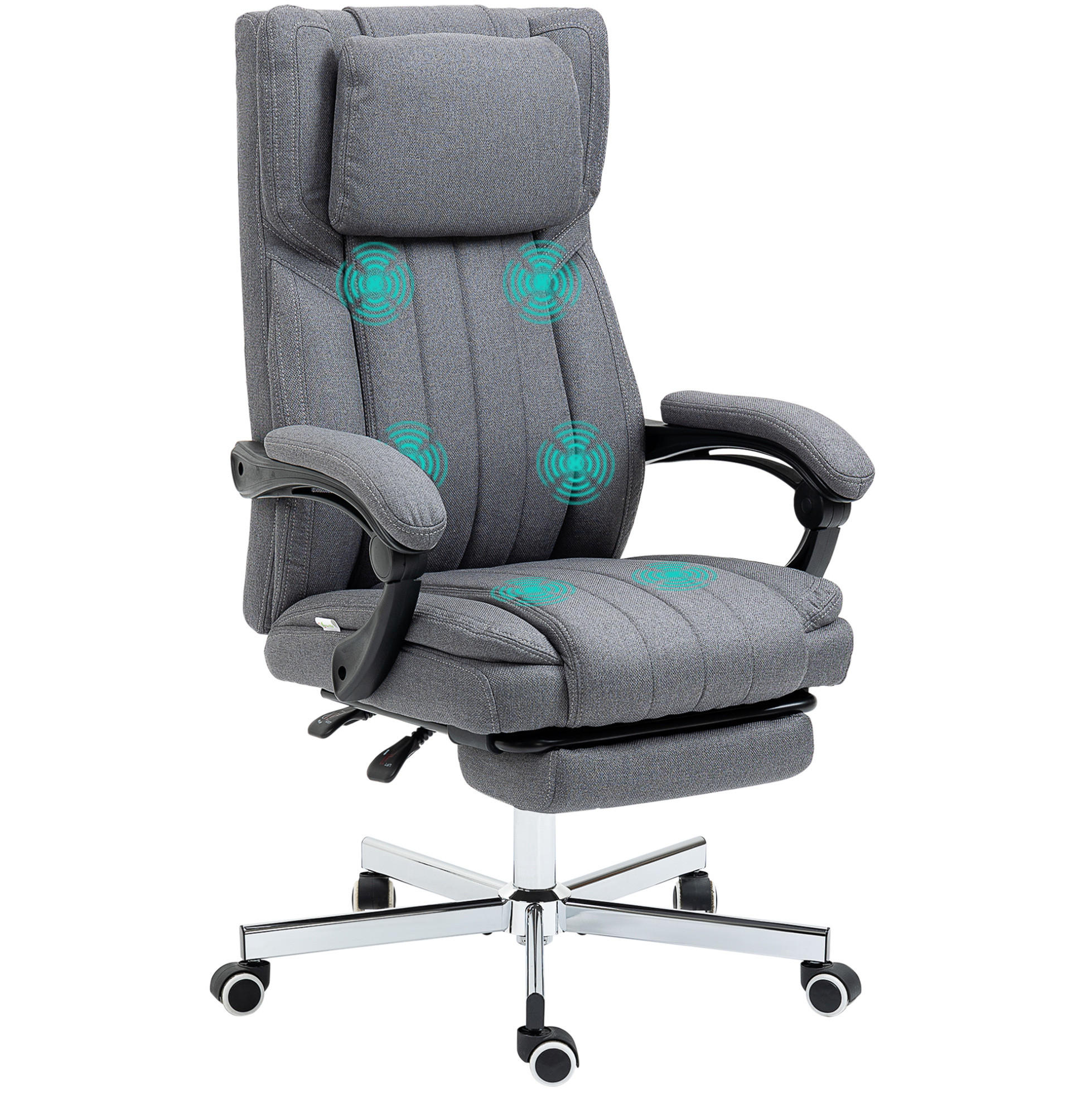 CHEFSESSEL 65/105-113/61 cm Grau aus Polyester mit Vibrationsmassage - Grau, Kunststoff (61/113/65cm) - OKMYHOME