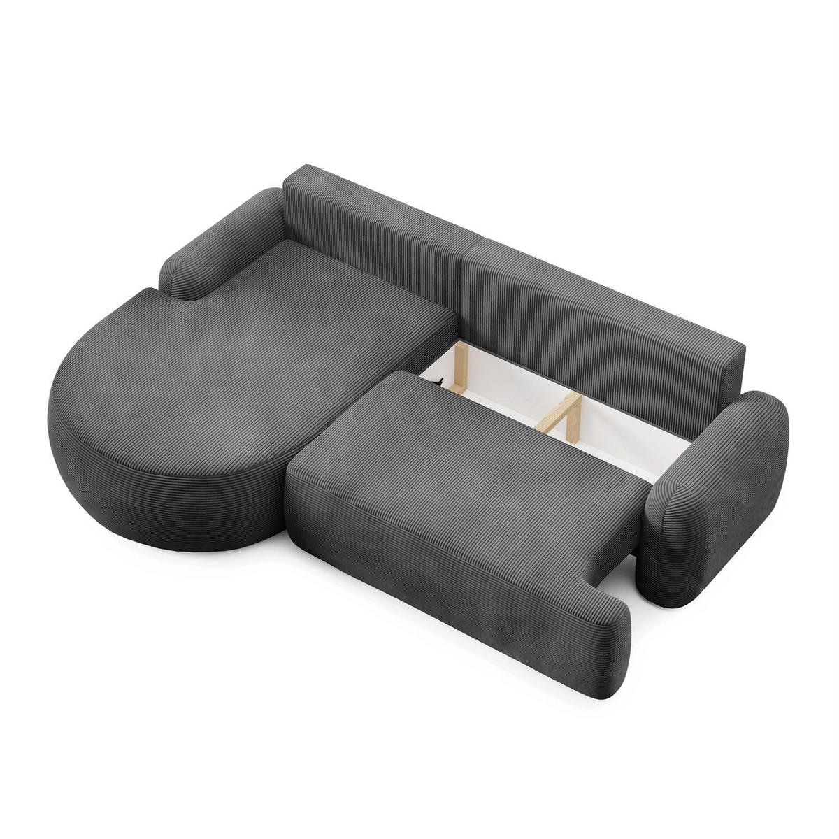 ECKSOFA CLEO II mit Schlaffunktion Version Linke Poso 60 - Grau, Kunststoff (264/172cm) - Lookway