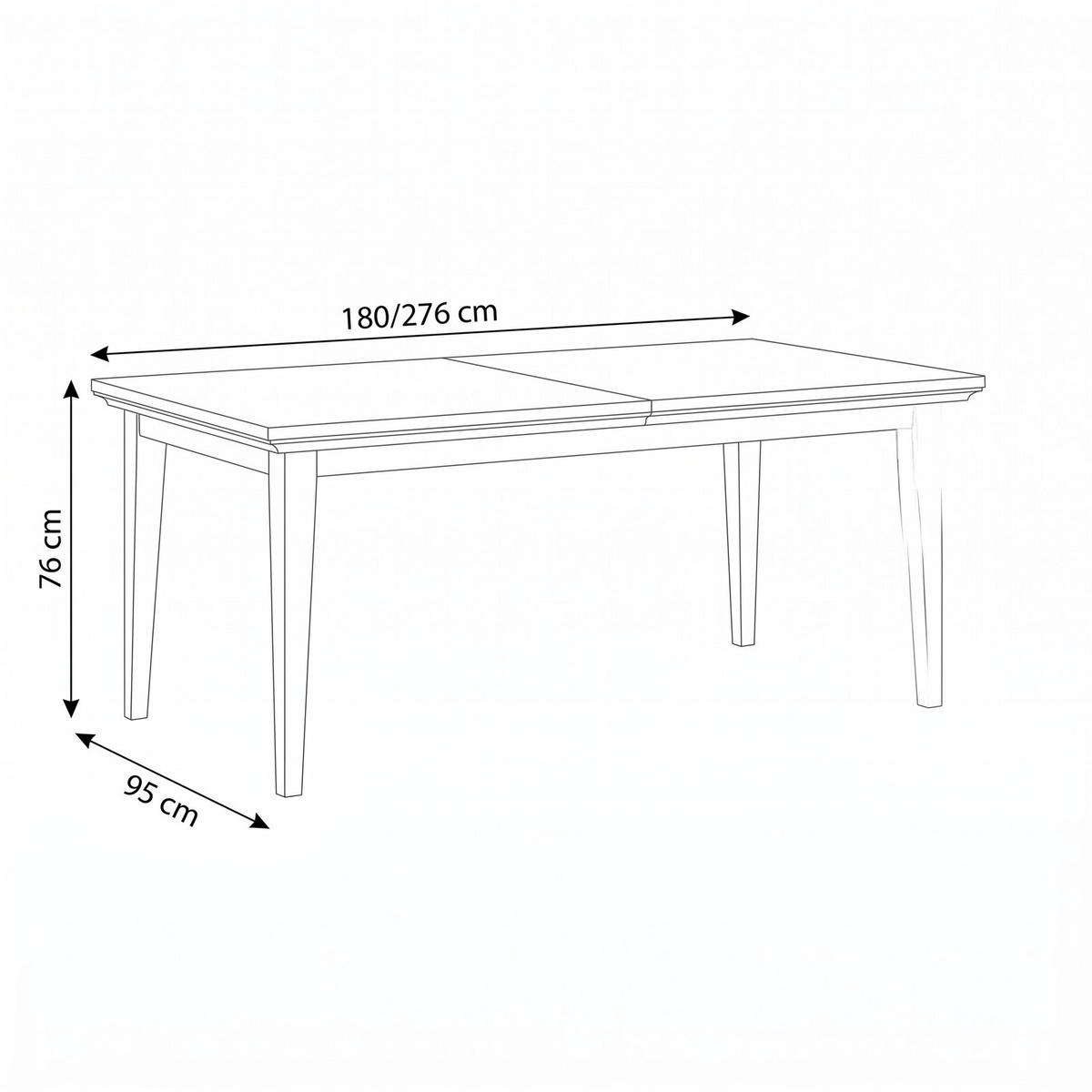 MATBORD Venedig 180 x 95 x 76 cm – vit - Vit, Träbaserade material (95/180/76cm) - ebuy24