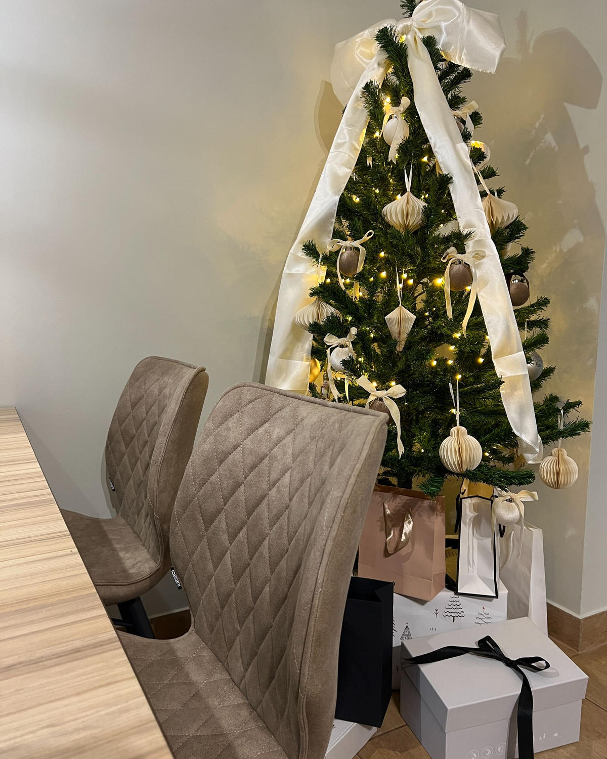 WEIHNACHTSBAUMSCHMUCK 20er Set Papier Beige Jolstra - Beige, Papier (11/10/11cm) - Beliani