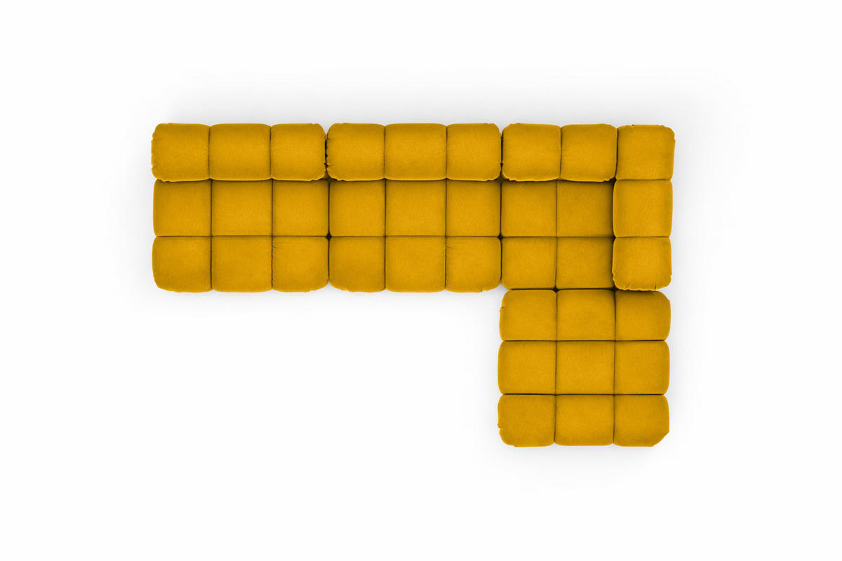 ECKSOFA L-Form Modulare, Veloursstoff Salvador, Gelb, Rechts, Selia - Gelb, Holz (285/160cm) - Kaiser Möbel