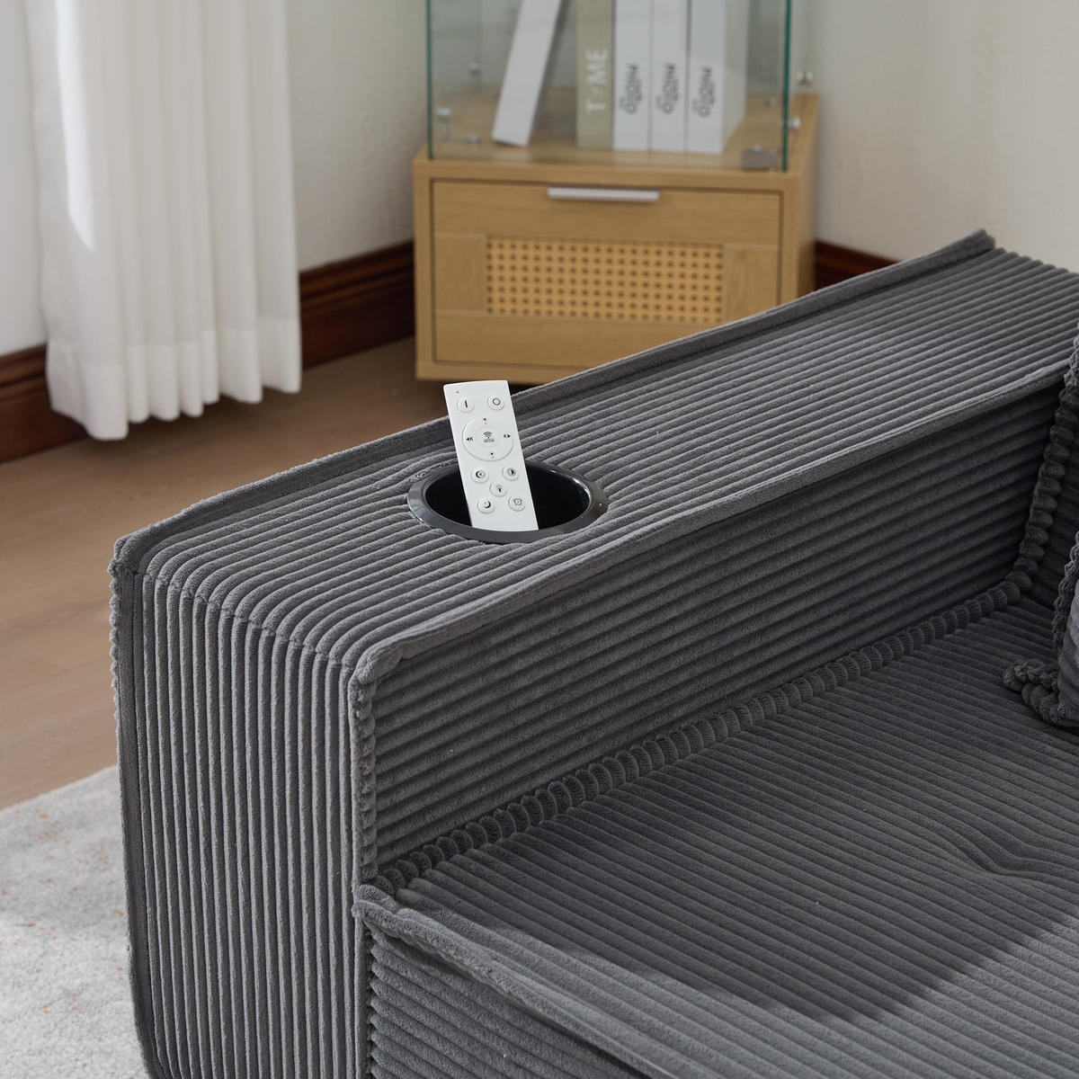 SCHLAFSOFA Zweisitzer mit Schlaffunktion,ausziehbar,Modulares Design,Cord,Dunkelgrau - Grau, Textil (162/42/54cm) - LVHOM