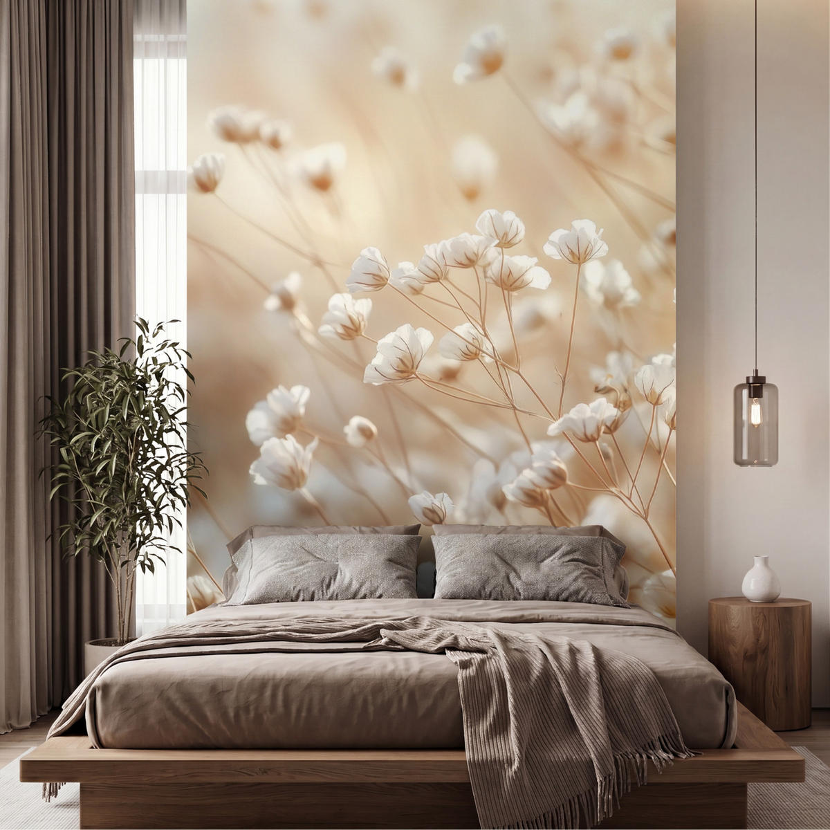TAPETE - Wild - Blumen - Weiß - 180x280 cm - Creme, Papier (180/280cm) - OnlyWow