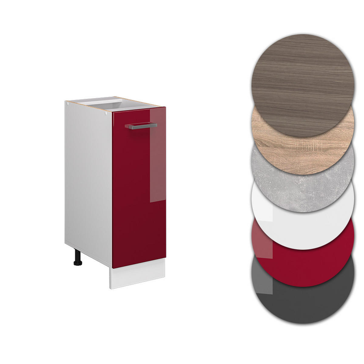APOTHEKERSCHRANK R-Line Bordeaux Hochglanz 30 cm, AP Anthrazit - Bordeaux/Weiß, Holzwerkstoff (30/81.6/60cm) - Vicco