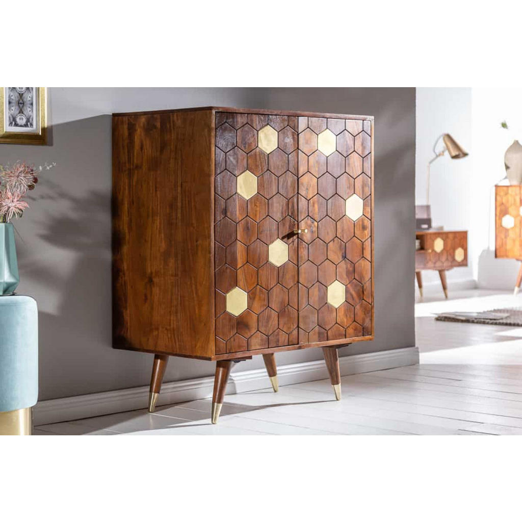 Thumbnail - riess-ambiente Barschrank, Braun, Gold, Holz, Holz, 75x96x46 cm, Esszimmer, Barmöbel, Barschränke & Theken