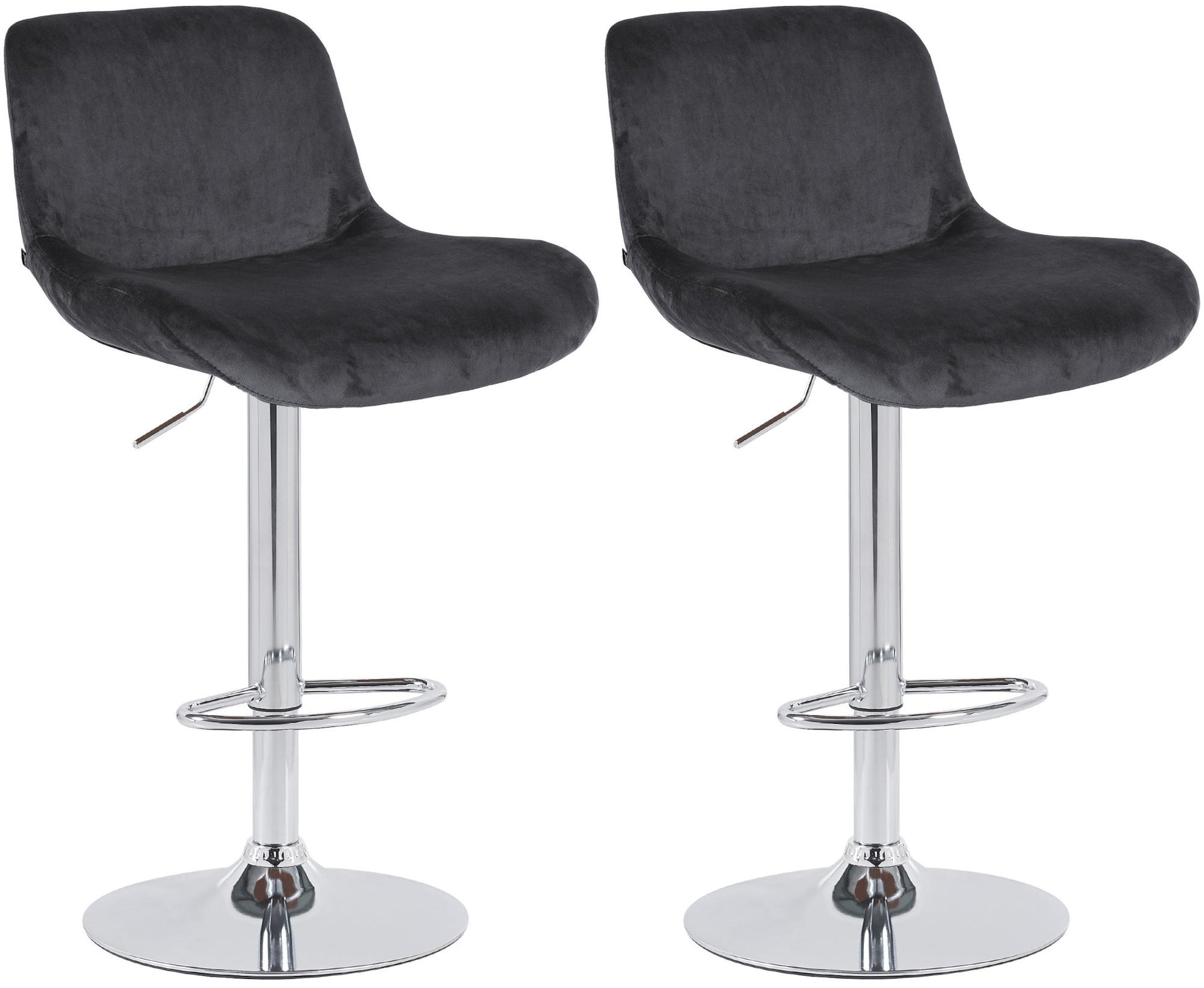 BARHOCKER 2er Set Samt Schwarz - Chromfarben/Schwarz, Textil/Metall (50/85/50cm) - CLP