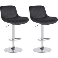 BARHOCKER 2er Set Samt Schwarz - Chromfarben/Schwarz, Textil/Metall (50/85/50cm) - CLP