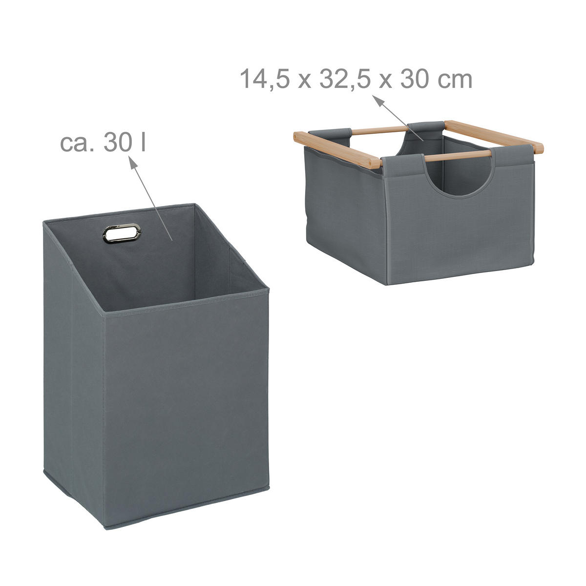 WÄSCHEKORB - Hellbraun, Holz/Textil (40/95/33cm) - Relaxdays