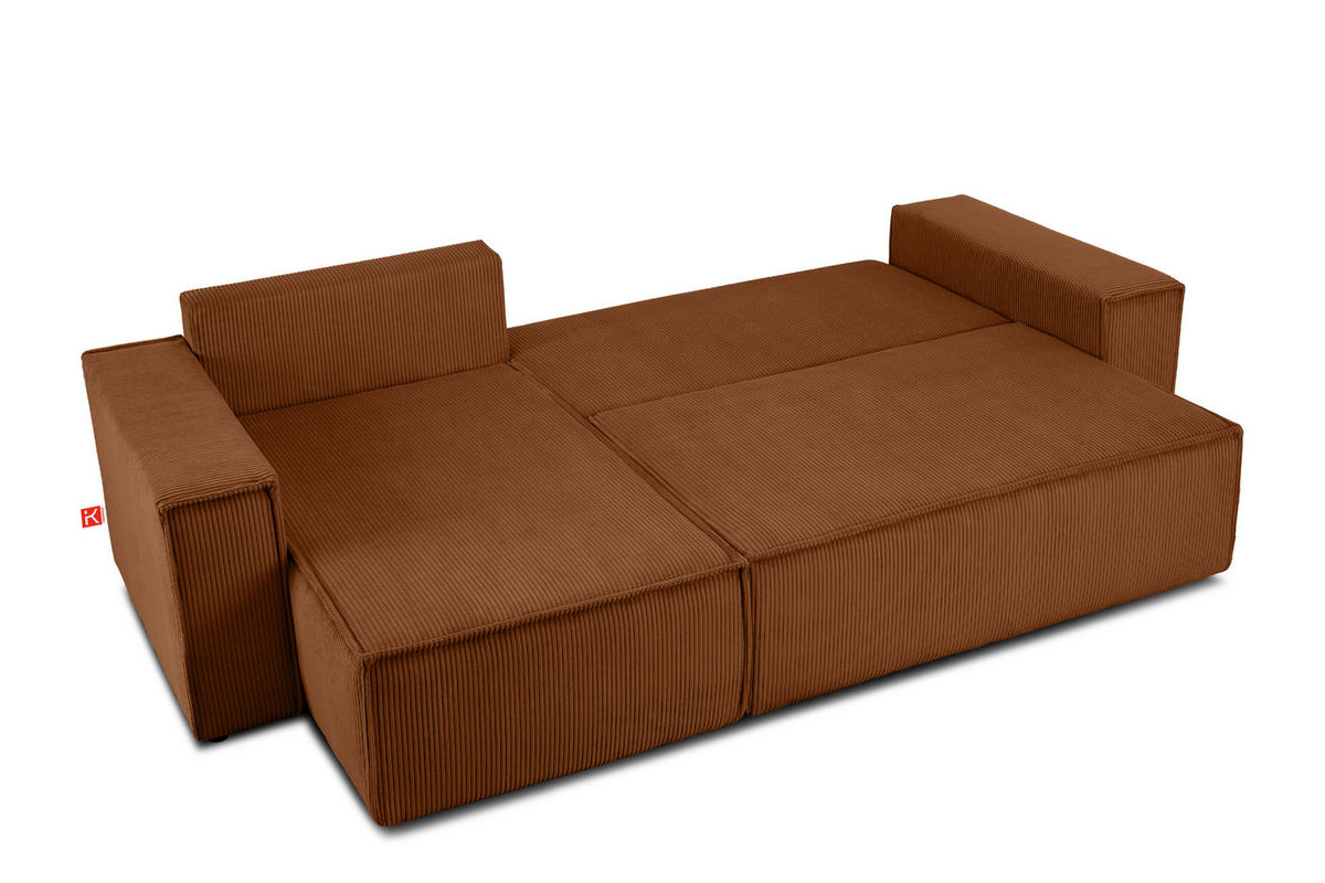ECKSOFA-LINKS/RECHTS NAPI Schlaffunktion mit Cordbezug, rot - Schwarz/Orange, Textil (262/148cm) - KONSIMO®