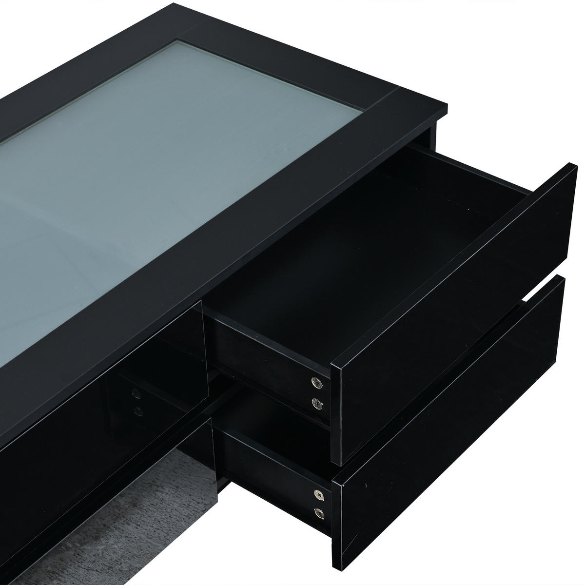 COUCHTISCH in Schwarz mit 4 Schubladen und LED-Beleuchtung für Wohnzimmer, B100/T50/H30 cm - Schwarz, Glas/Holzwerkstoff (50/100/40cm) - STILVORA