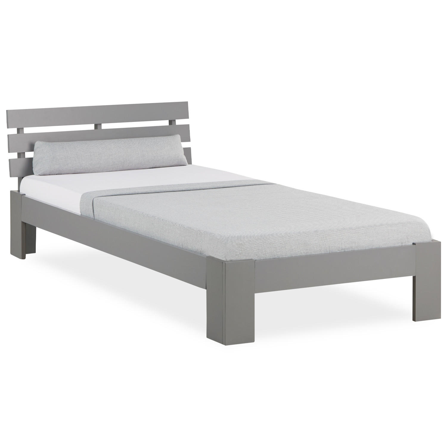 HOLZBETT 90/200 cm mit Lattenrost grau - Grau, Holz (90/200cm) - Homestyle4u