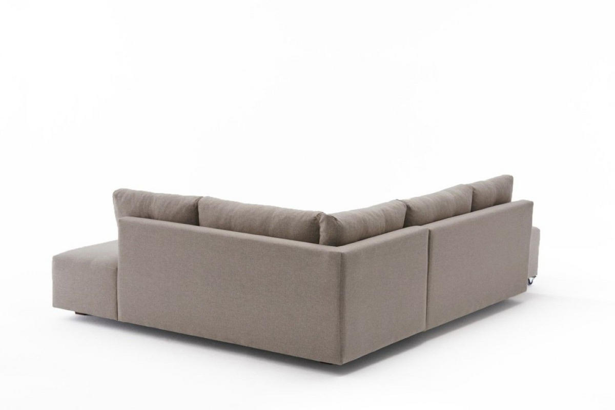 ECKSOFA mit rollbarer Schlaffunktion - Beige/Walnussfarben, Holzwerkstoff/Kunststoff (206/280cm) - myHomelando
