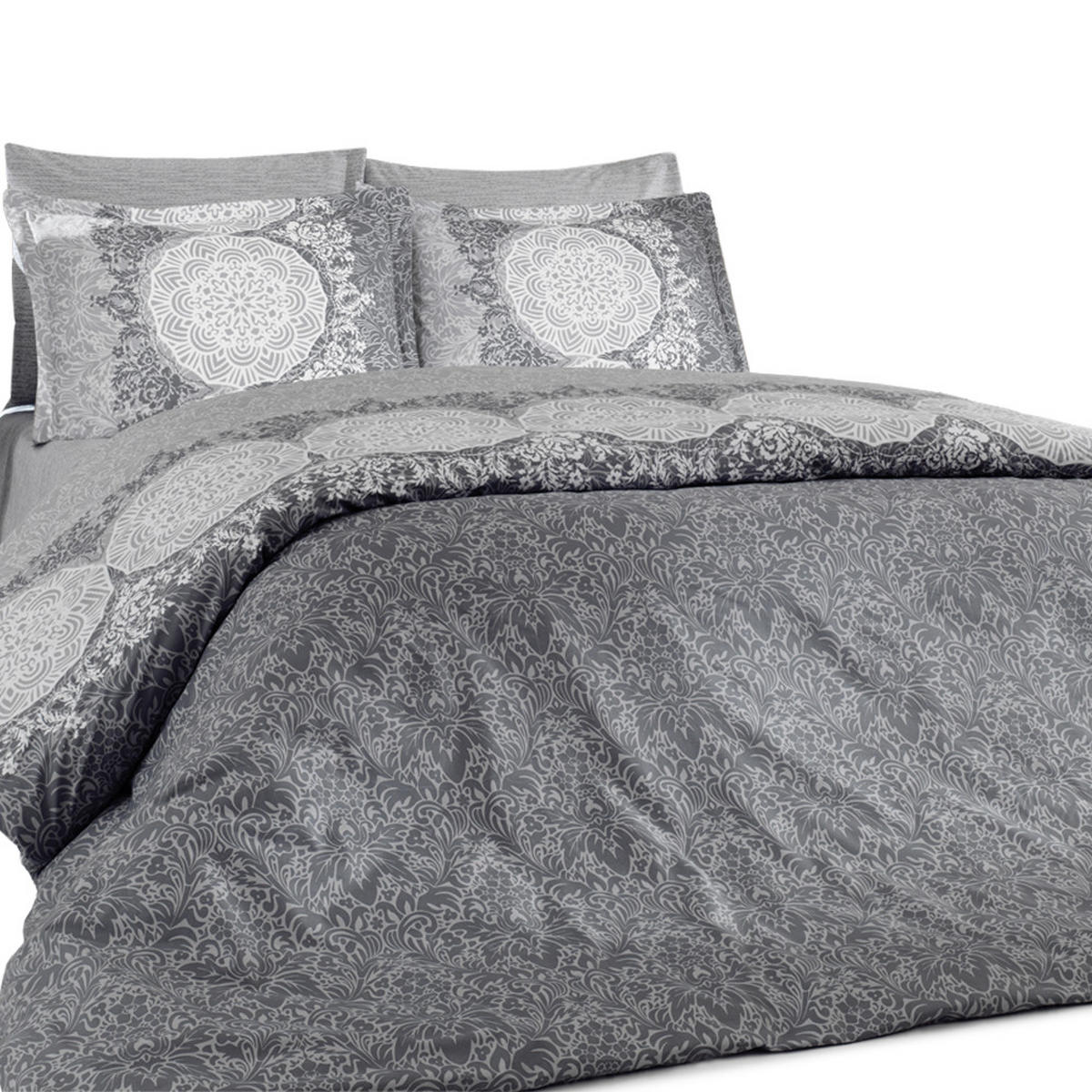 BETTWÄSCHE 4-teilig 200/220 cm ZUMRUT - Grau, Textil (200/220cm) - ROLFNERS