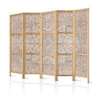 PARAVENT Japanischer 5-tlg 225x172 cm Retro Mandala - Beige, Holz/Textil (225/172/3cm) - Muralo