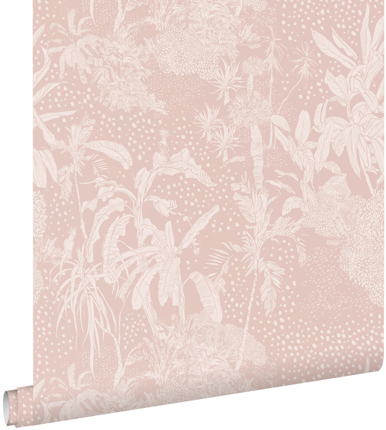TAPETE tropische Blätter 50 x 900 cm - Pink, Papier (50/900cm) - ESTAhome