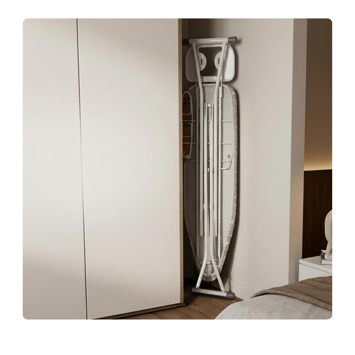 DOSKA na žehlenie Biela Sivá s rukávnikom výškovo nastaviteľná - viacfarebná, kov/textil (131/33cm) - Relaxdays