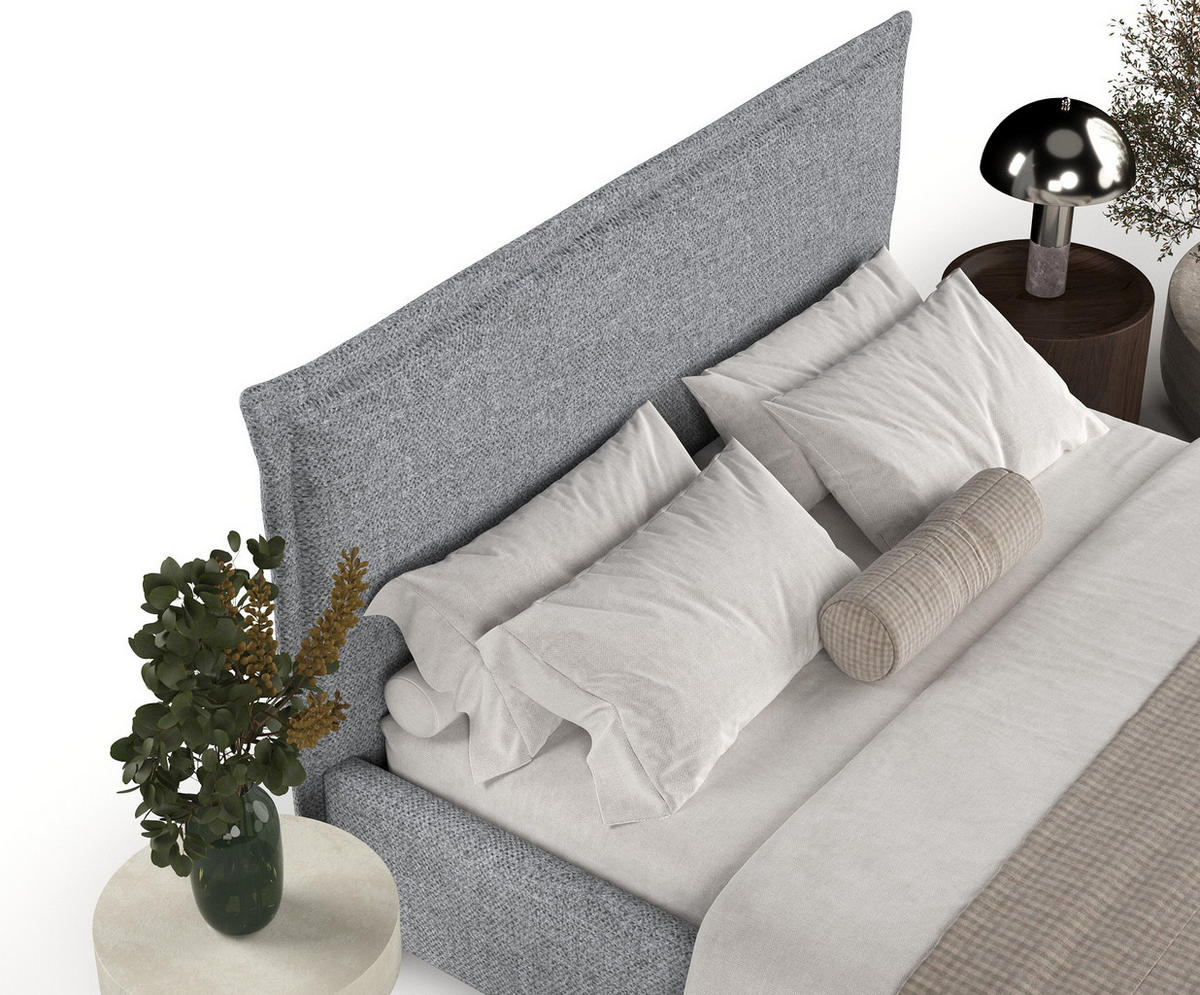 POLSTERBETT Cape Cod Grau 180/200 cm im Chenille-Stoff - Schwarz/Naturfarben, Holz/Holzwerkstoff (180/200cm) - Maison de Reve