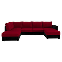 WOHNLANDSCHAFT Wilma Premium, Seite: Links - Rot/Schwarz, Holz/Textil (305/85/188cm) - MIRJAN24