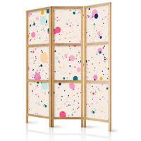 PARAVENT Japanischer 3-tlg 135x172 cm Buntes Punktemuster - Multicolor, Holz/Textil (135/172/3cm) - Muralo