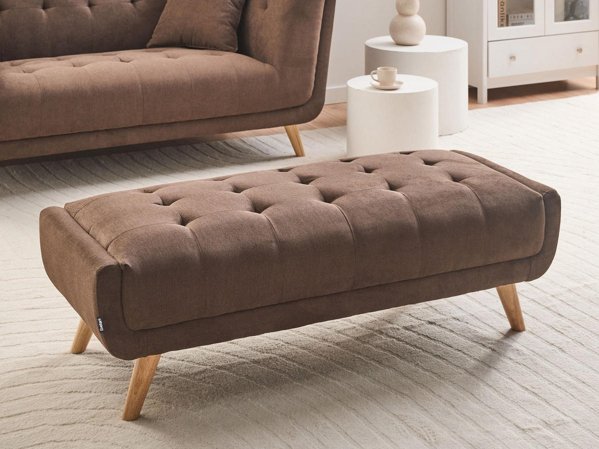OTOMAN Látka Tmavě hnědý Habo - světle hnědá, textil (134/42/60cm) - Beliani