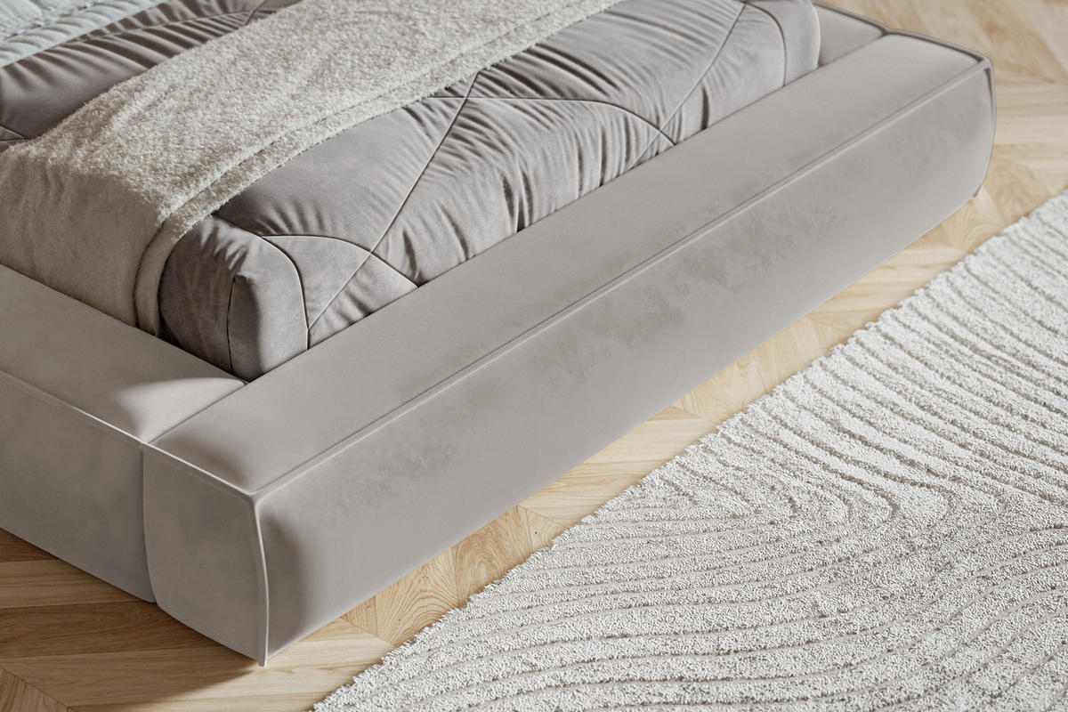 POLSTERBETT 160x200 Karano, Dicker Schaum, Bettkasten, Samt, Hellgrau - Hellgrau, Holz/Textil (160/200cm) - Emporius