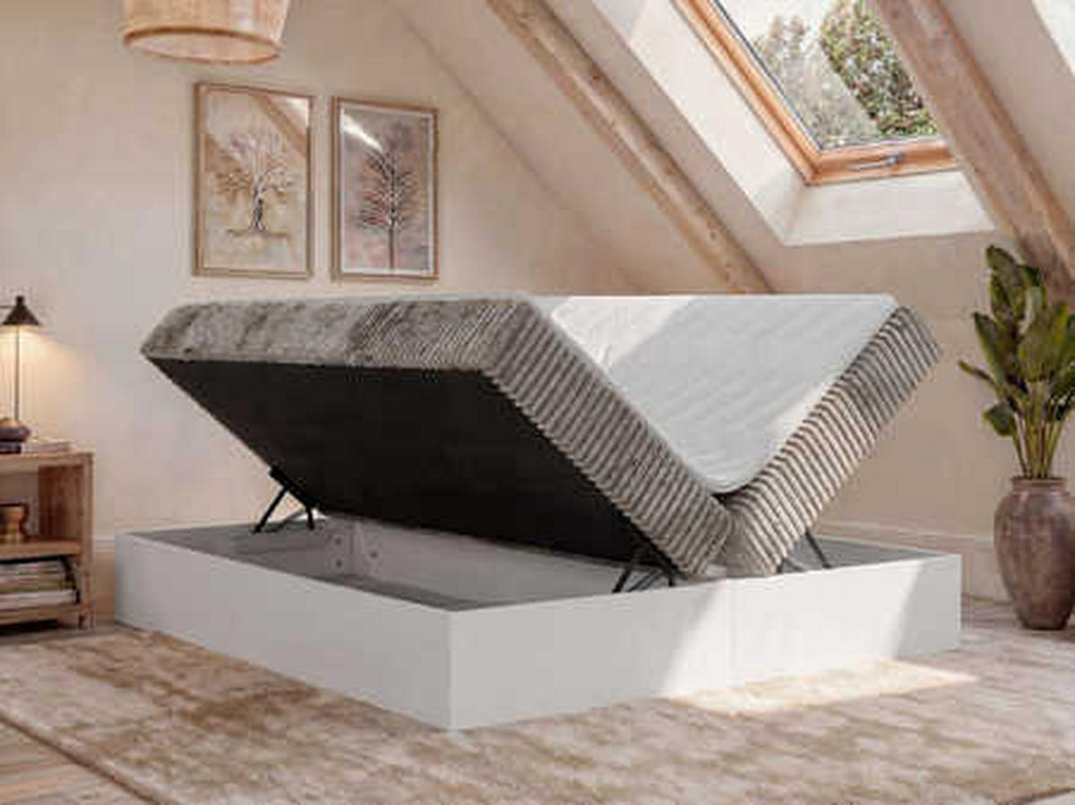 POSTEL BOXSPRING TRAVIT ZERO 200/200 - Světle hnědá Manšestr - Topper Visco - H3 - černá/světle hnědá, textil/plast (200/200cm) - MKS