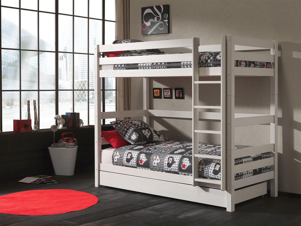 ETAGENBETT Karolina 210x161x105 aus Massivholz in Weiß - Weiß, Holz (90/200cm) - 58aufmkessel