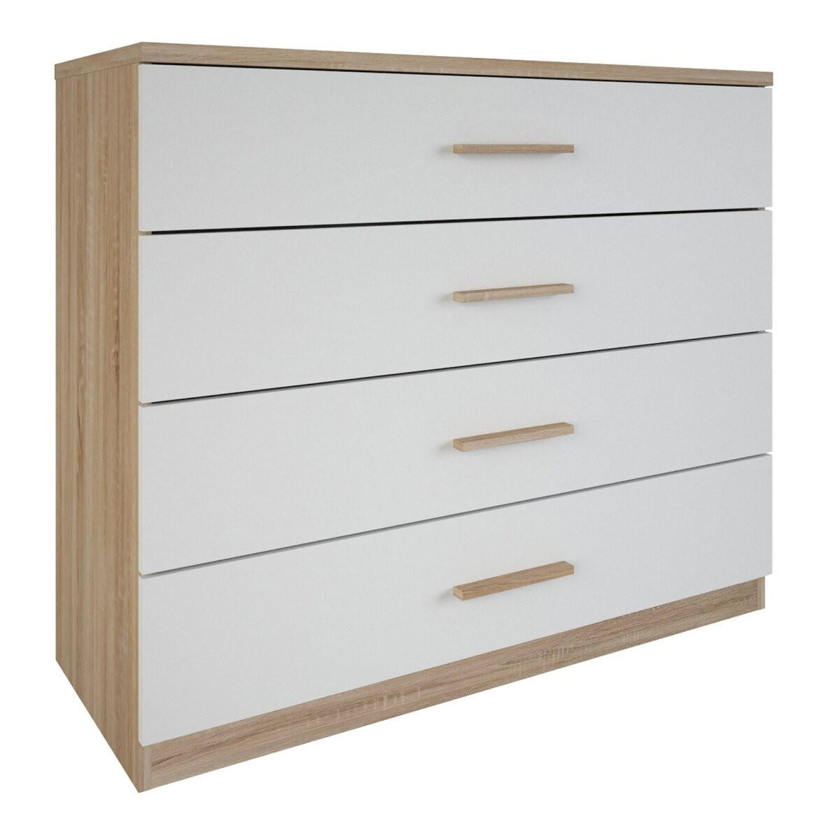 KOMMODE mit 4 Schubladen Holz- und Weißdekor L100 cm - Selena - Weiß, Holzwerkstoff (41.6/84.7/100cm) - Calicosy