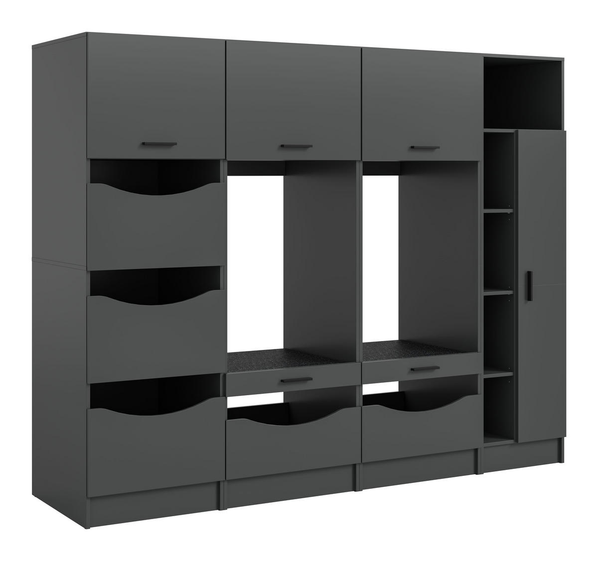 WASCHMASCHIENENUMBAU Set FREE (B/H/T: ca. 242/195/68 cm) in anthrazit/anthrazit - Anthrazit, Holzwerkstoff (242/195/68cm) - Homes & Jones